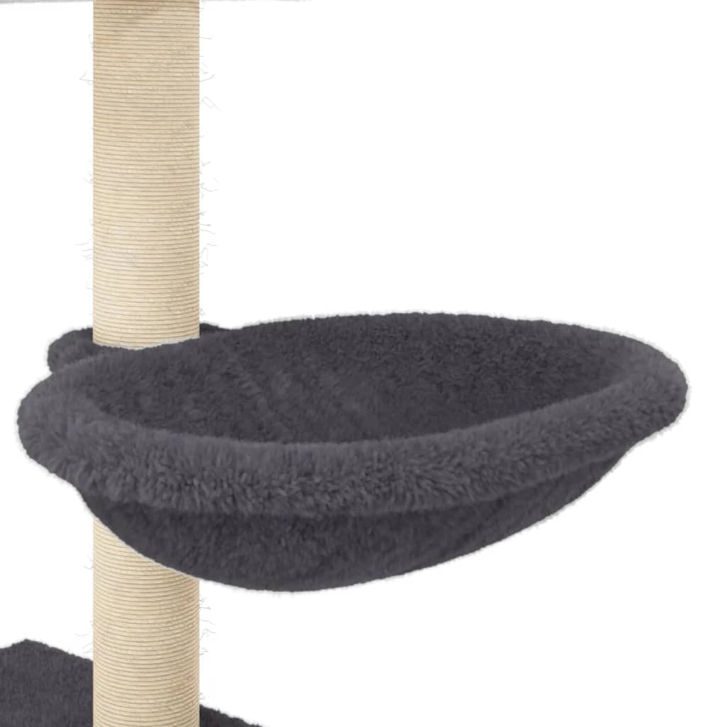 Tiragraffi per gatti torre per arrampicata giocattolo piattaforma per arrampicata con tiragraffi in sisal scuro 117 cm grigio 02_0022647