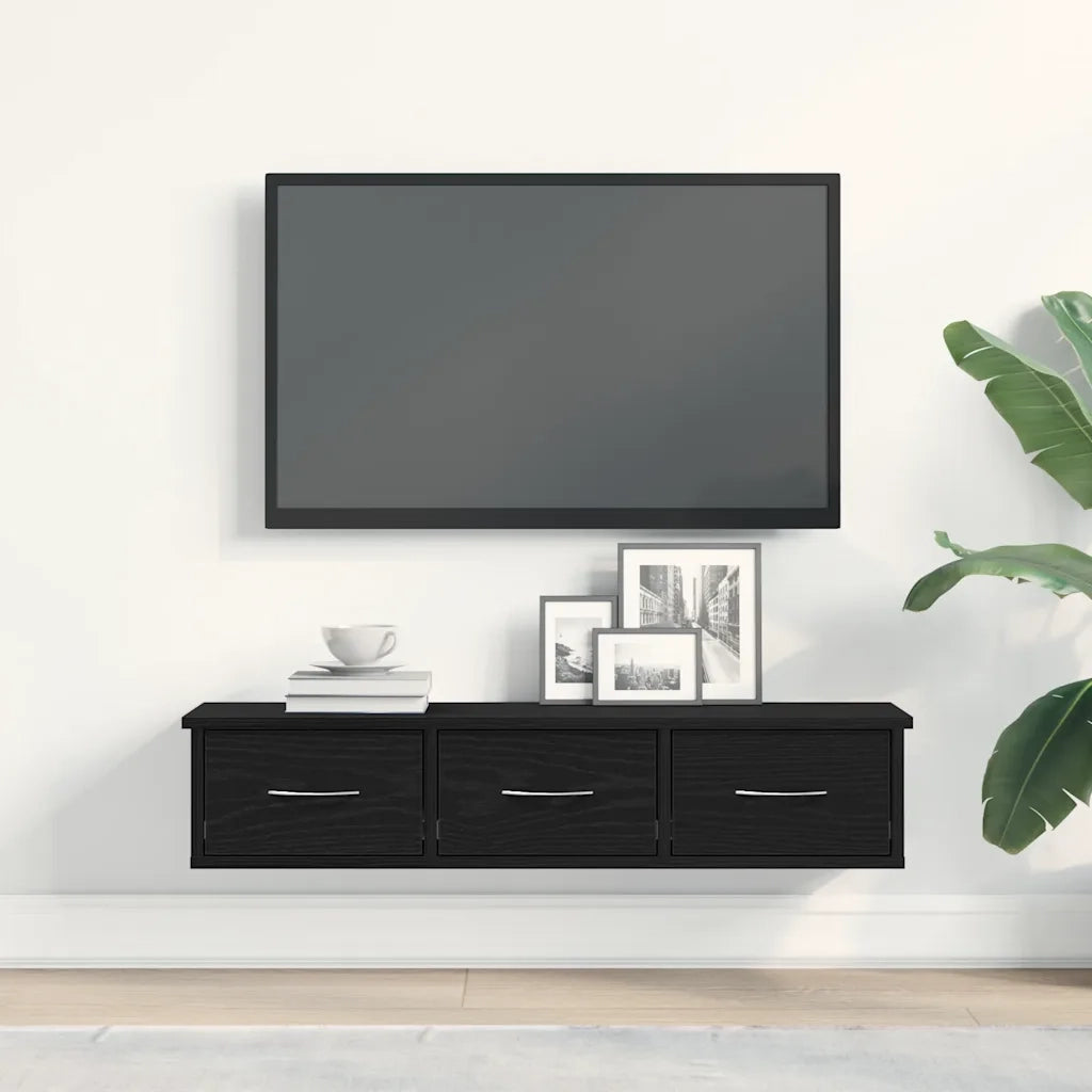 Mobile a Parete Rovere Nero 88x26x18,5 cm in Truciolato 861994