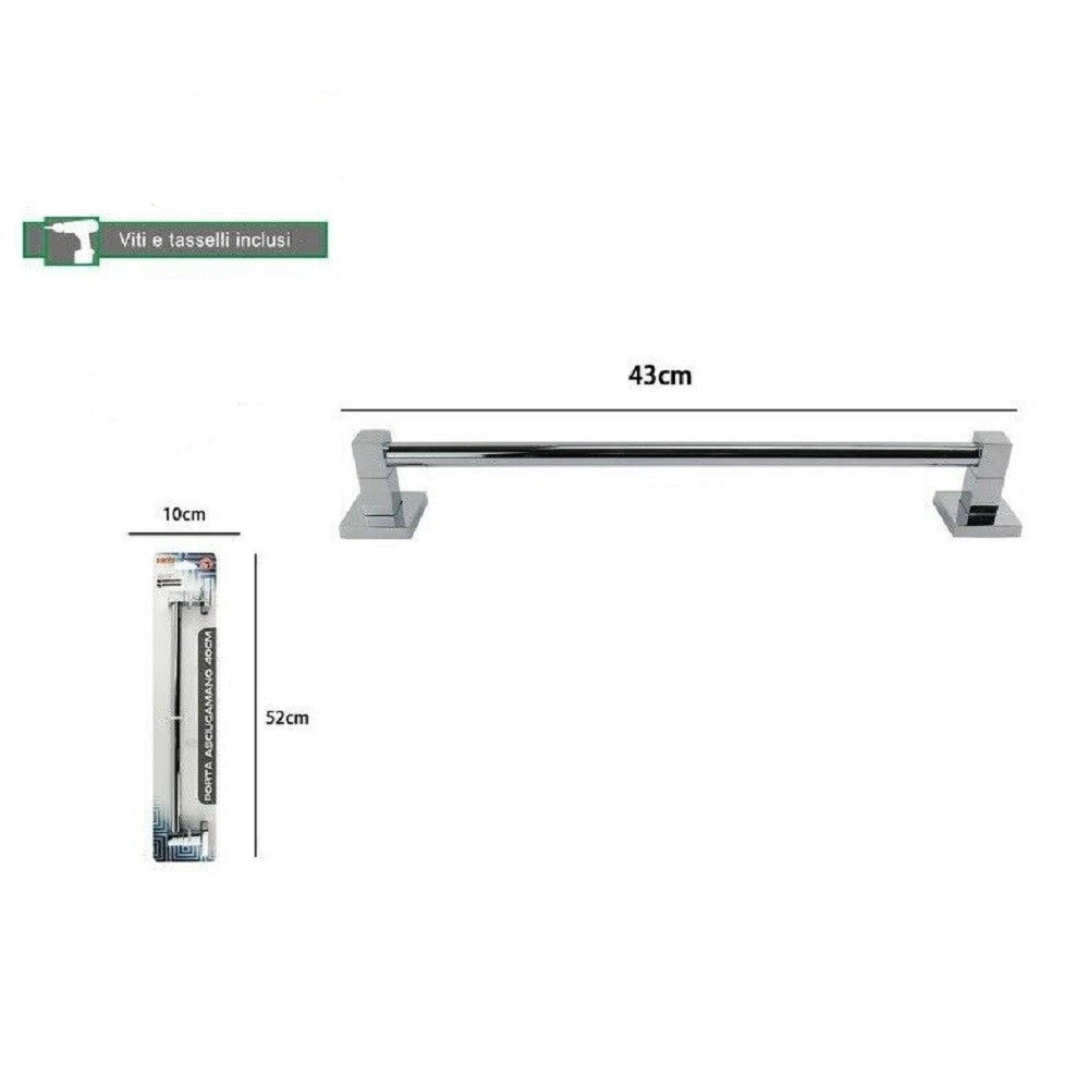 Trade Shop - Porta Asciugamani Asciugamano Acciaio Bagno Fissaggio Parete 40 Cm Square 59190 -