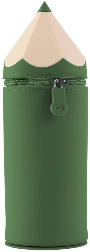 Etui e Penne per Scrivere 2 in 1 in Silicone, Scalaibile, la Base è Assorbente, Duro e Facile da Pulire, Adatto a Bambini, Donne, Uomini e Adolescenti (Verde)