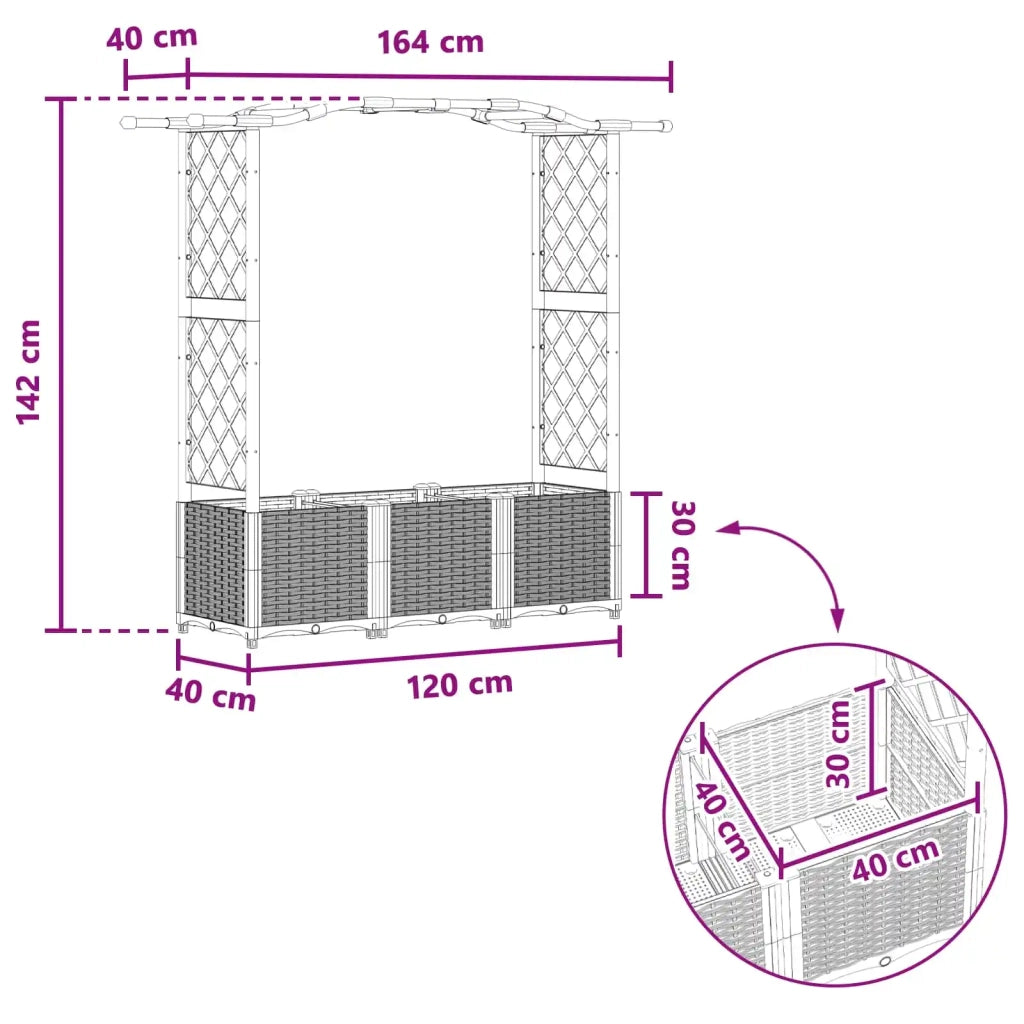 Letto Rialzato con Griglia e Tetto Nero 164 x 40 x 142 cm PP 42032531