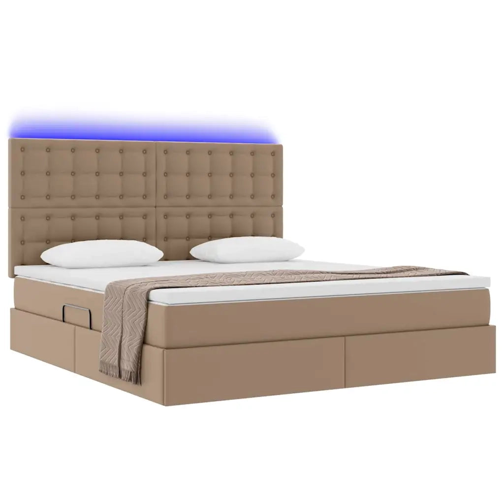 Letto con contenitore e LED con led Cappuccino 180 x 200 cm 3372316