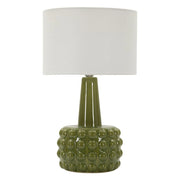 Lampada da tavolo Gress in ceramica verde e tessuto