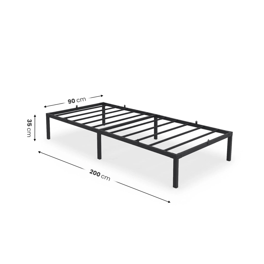 Struttura Letto Pieghevole in Metallo Rete a Doghe 90x200 cm Nero Letto per Ospiti 6 Gambe 10 Doghe