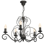 Lampadario a sospensione rustico nero Mauro 5xE14 Luminex