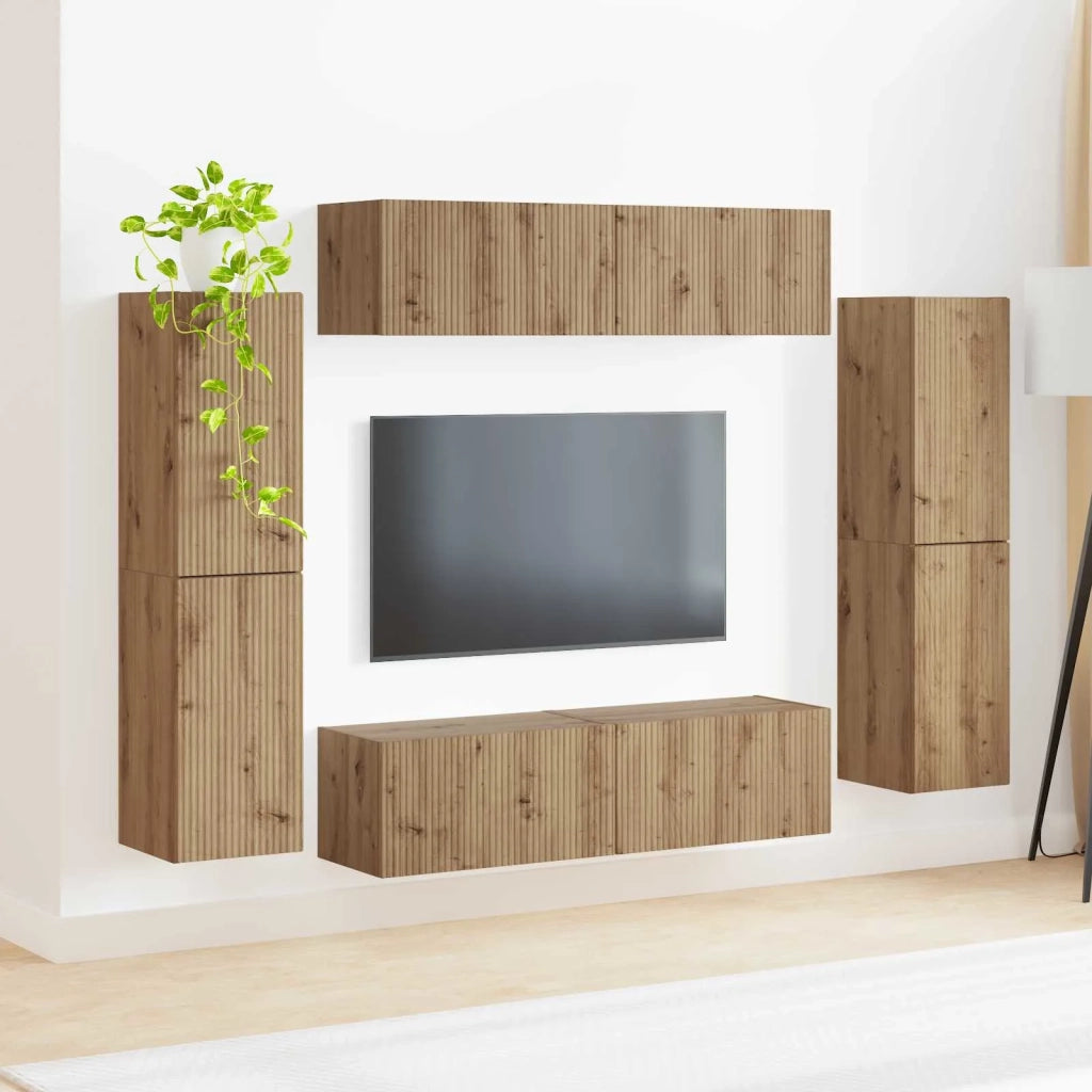 Set mobile TV 8 pcs Rovere artigianale Legno multistrato