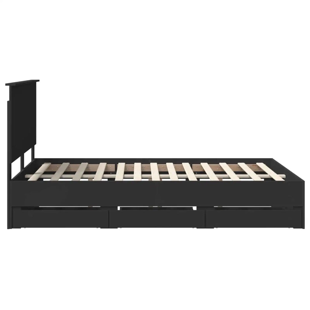 Struttura del letto-Giroletto Nero 140 x 200 cm Legno Ingegnerizzato 520903