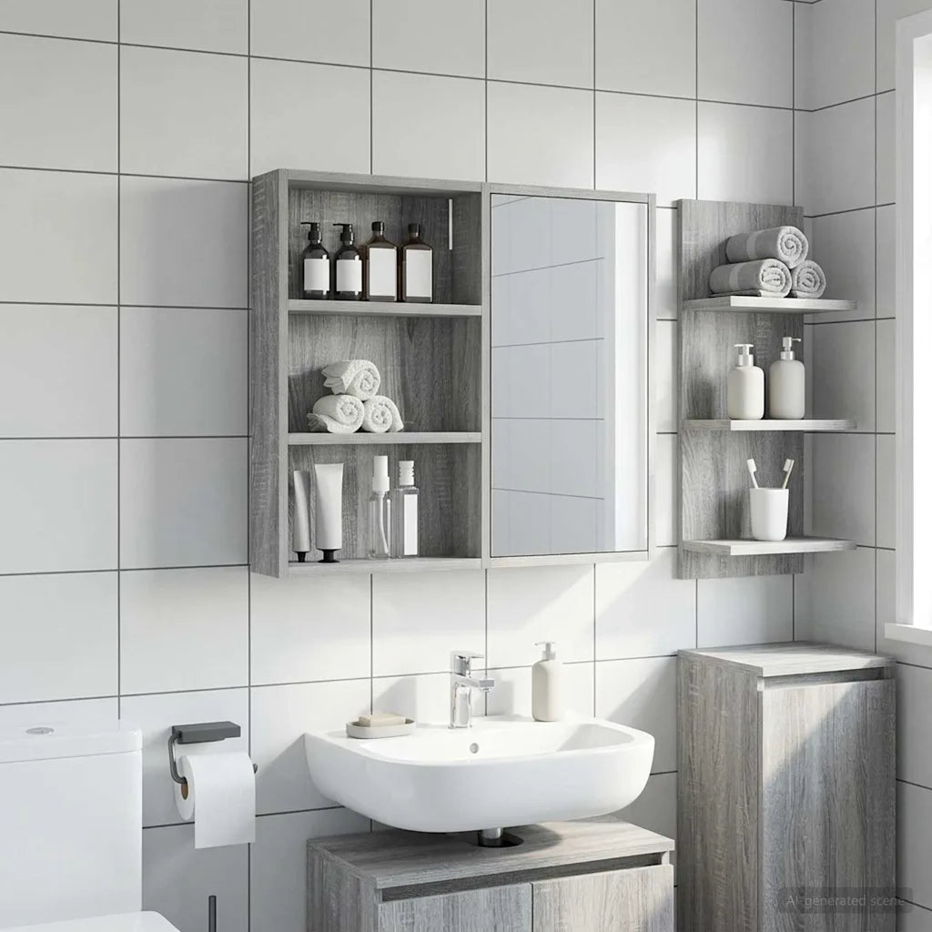 Armadio da bagno a muro Sonoma grigia 40 x 10 x 60,5 cm 889356