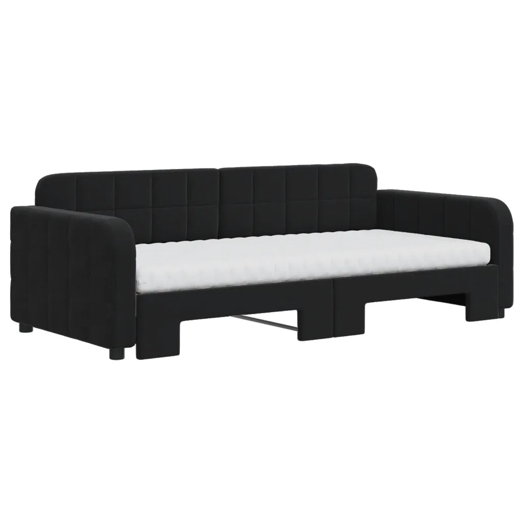 Divano Letto Estraibile con Materassi Nero 90x190 cm Velluto 3196968