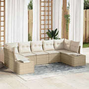 Set Divano da Giardino con cuscino 7 pcs Beige polyrattan 3347211