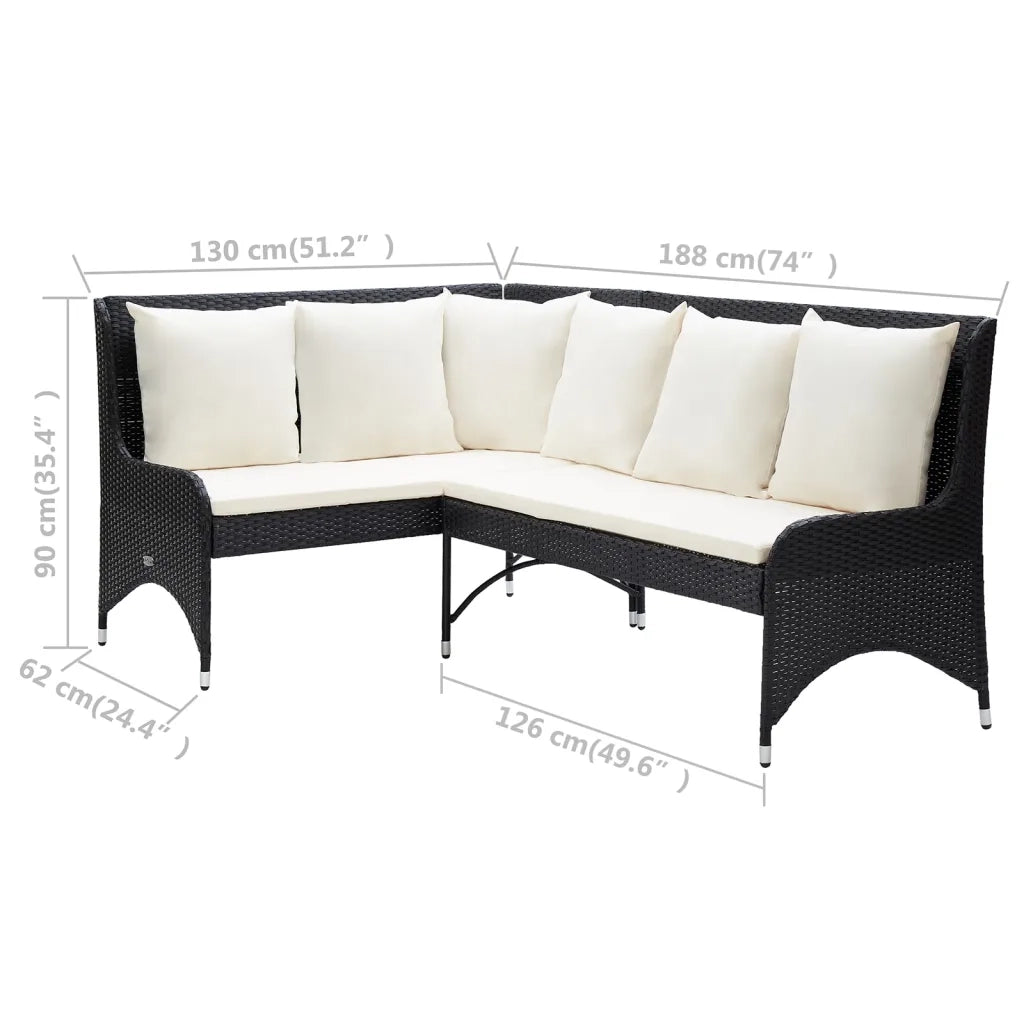 Divani Angolari da Giardino 2 pz in Polyrattan Nero cod mxl 70661