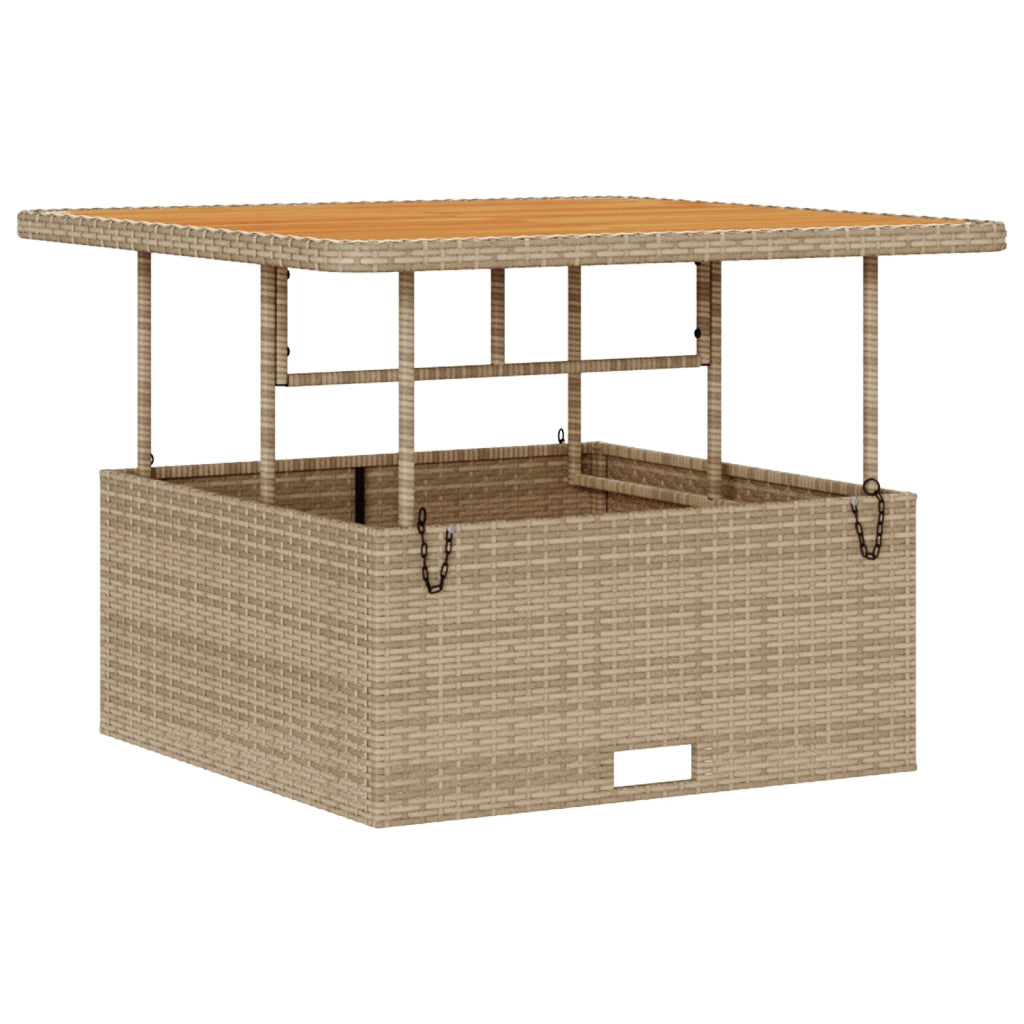 Set da pranzo da giardino 3 pezzi con cuscini in polyrattan beige e acacia