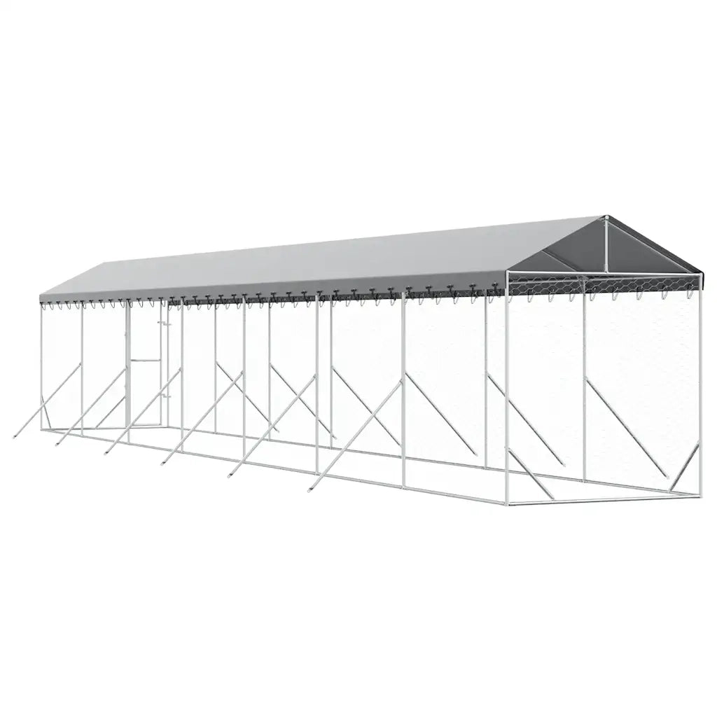 Cuccia Cani da Esterno Tetto Argento 2x14x2,5 m Acciaio Zincato 3190485