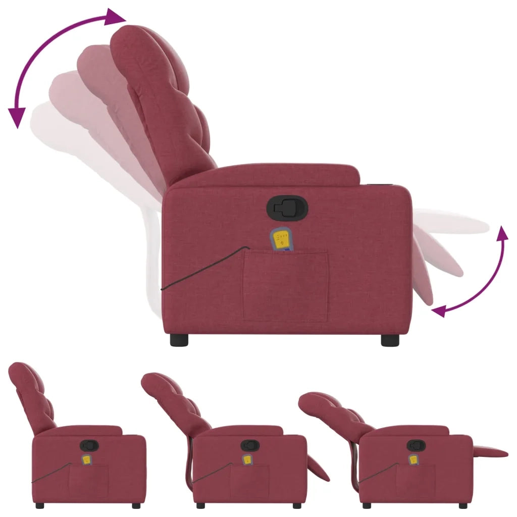 Divano Sedia-Poltrona Massaggiante Reclinabile Rosso Vino in Tessuto 776287