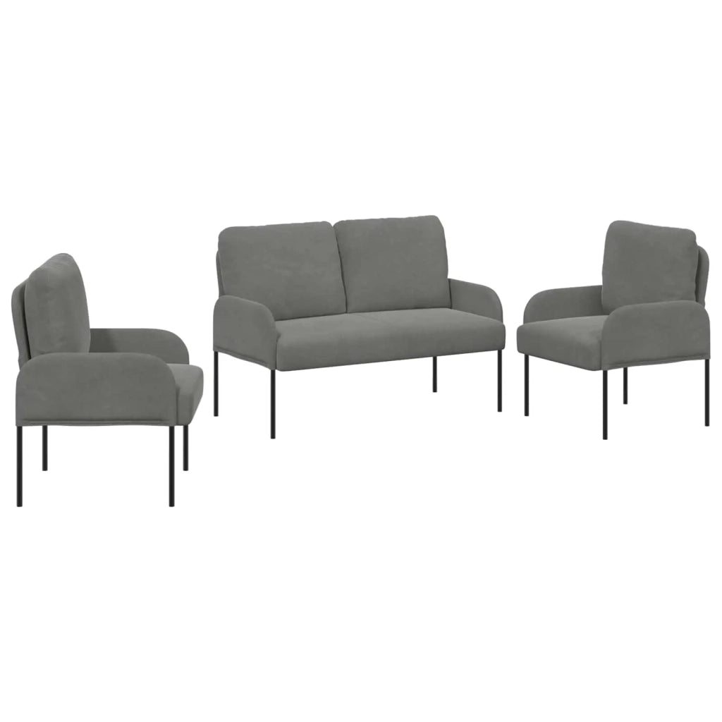 Set divani 3 pcs Grigio scuro 115 x 56 x 80 cm Legno compensato
