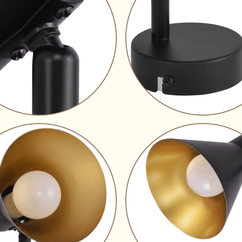ZMH Faretto da soffitto retrò neri E14 metallo girevoli 330° per camera letto soggiorno scale corridoio