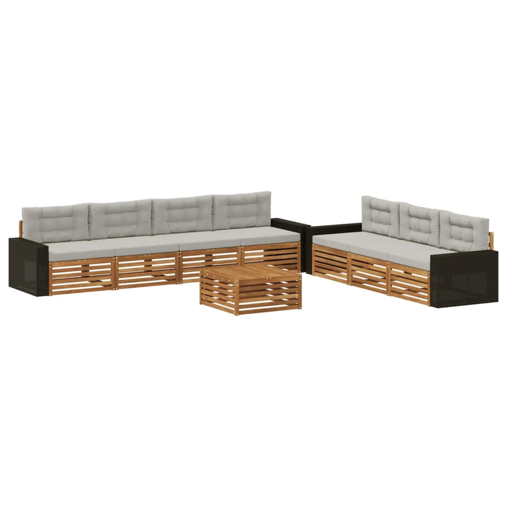 Set di divani da esterno 8 pcs Naturale e Grigio Chiaro 3383124