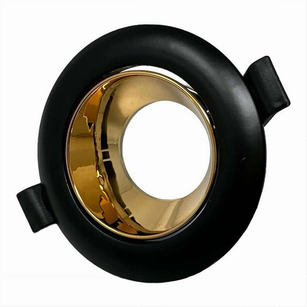 Trade Shop - Portafaretto Tondo Orientabile Incasso Supporto Faretto Nero E Oro P27-gu10-no -