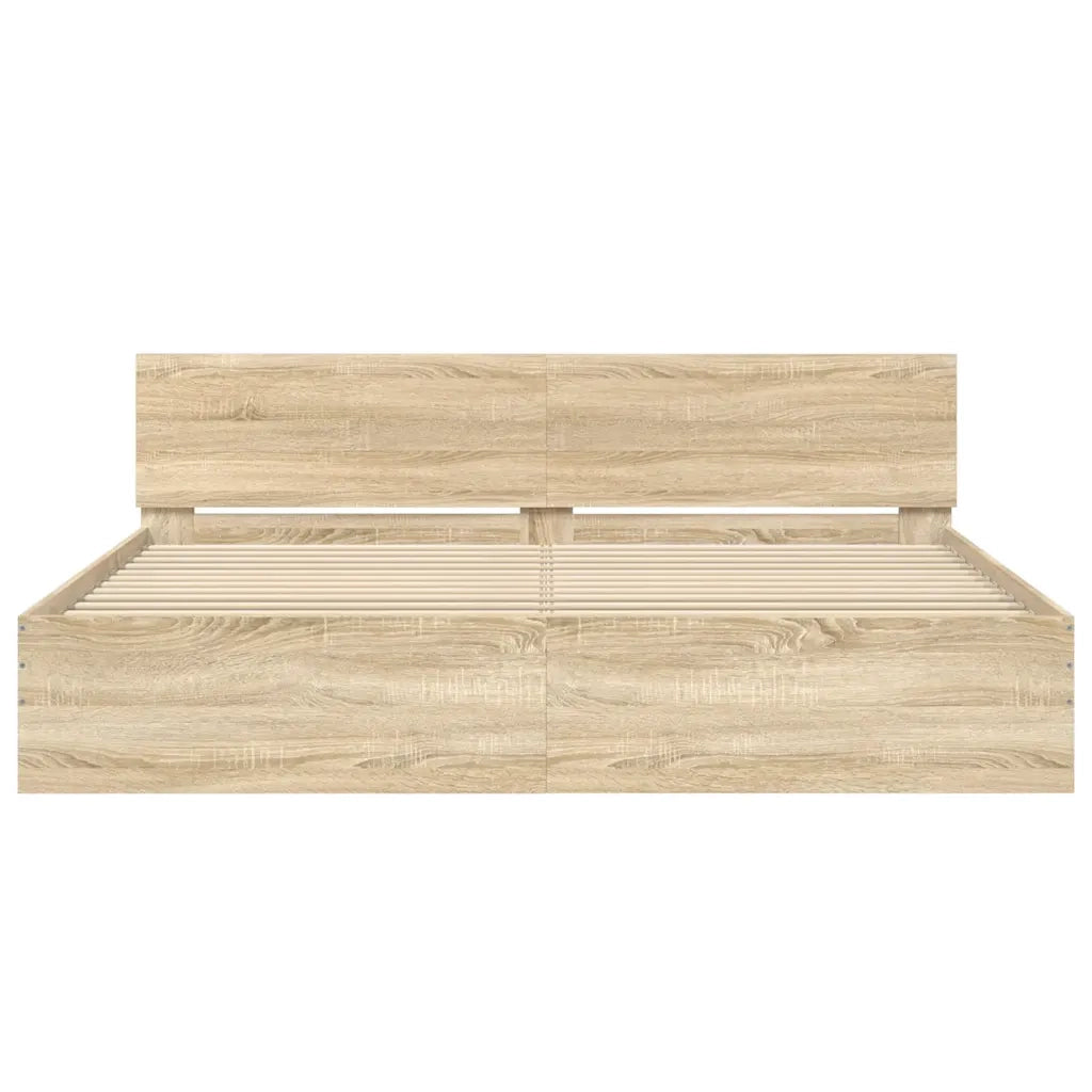 Giroletto con Testiera-Struttura Letto con testiera Rovere Sonoma 200x200 cm