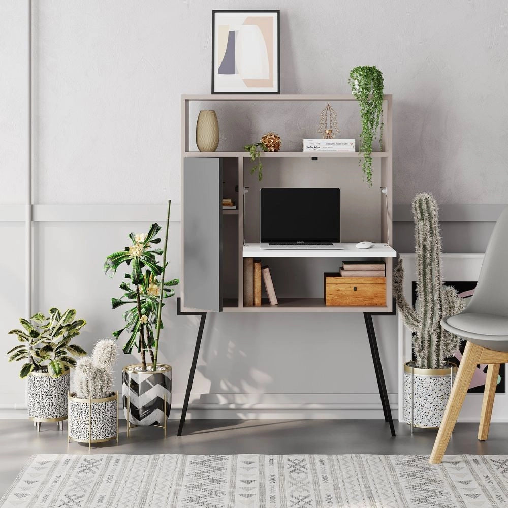 Mobile multiuso scrivania Tatti colore light mocha bianco antracite