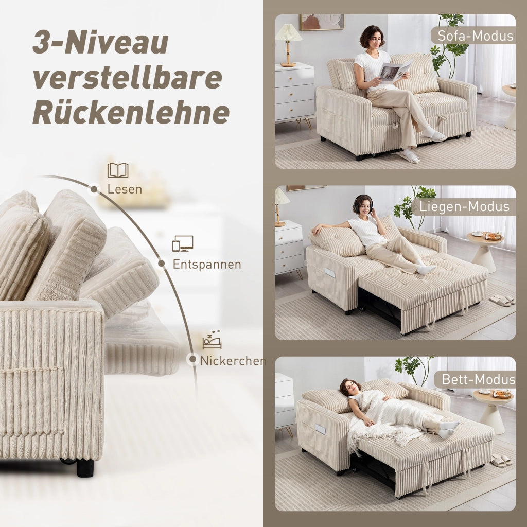 Divano letto 2 posti ¨C zephmum ¨C tessuto crema 157x190 cm
