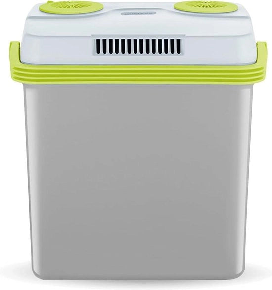 Cassetta di raffreddamento elettrica con funzione di raffreddamento e riscaldamento - autobox di raffreddamento con 3 ingressi - alimentazione USB - presa per accendino - 25 litri - grigio/verde