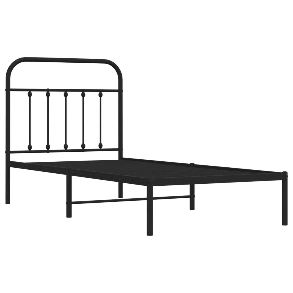 Giroletto con Testiera in Metallo Nero 80x200 cm 352569