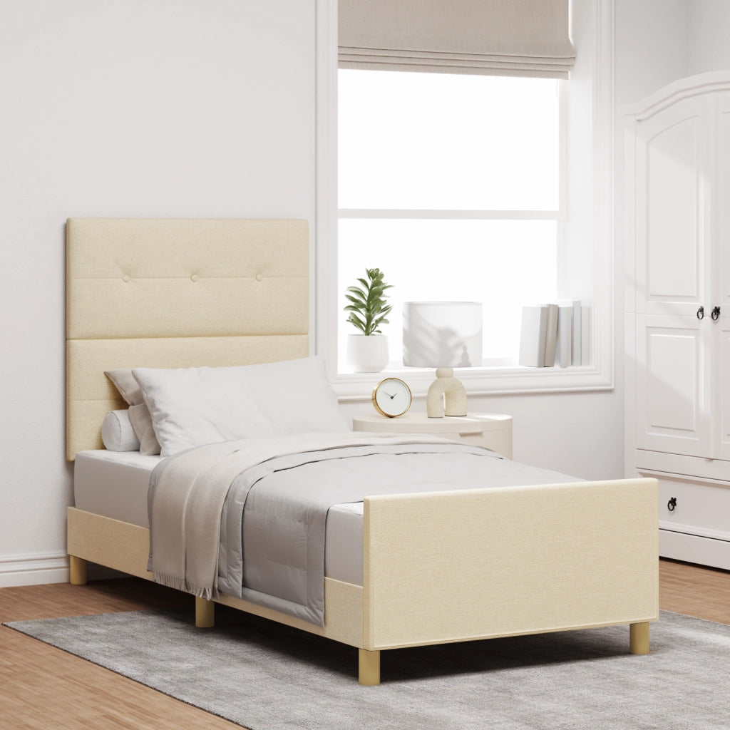 Letto Matrimoniale Crema 100x200 cm Tessuto