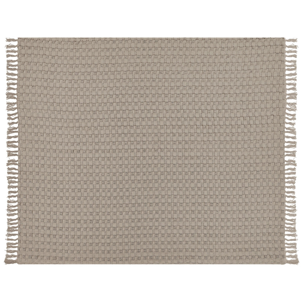 Copriletto in tessuto di cotone tortora 220 x 240 cm con frange Coperta decorativa Biancheria da letto design classico Camera da letto