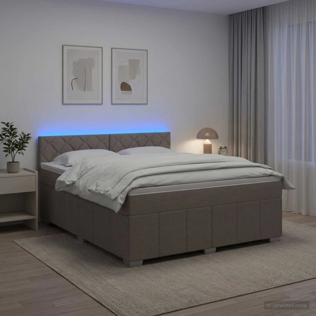 Letto box spring con materasso Tortora 140 x 190 cm Tessuto 3452681