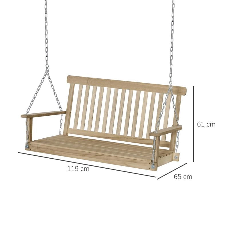 DONDOLO PER ESTERNO SOSPESO PER 2 PERSONE IN LEGNO 119 X 65 X 61 CM