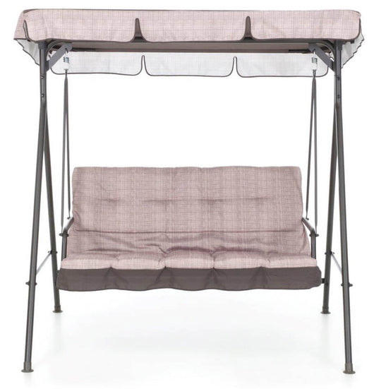 Dondolo 3 Posti da Giardino 160x118x160 cm in Ferro e Poliestere Pemba Beige