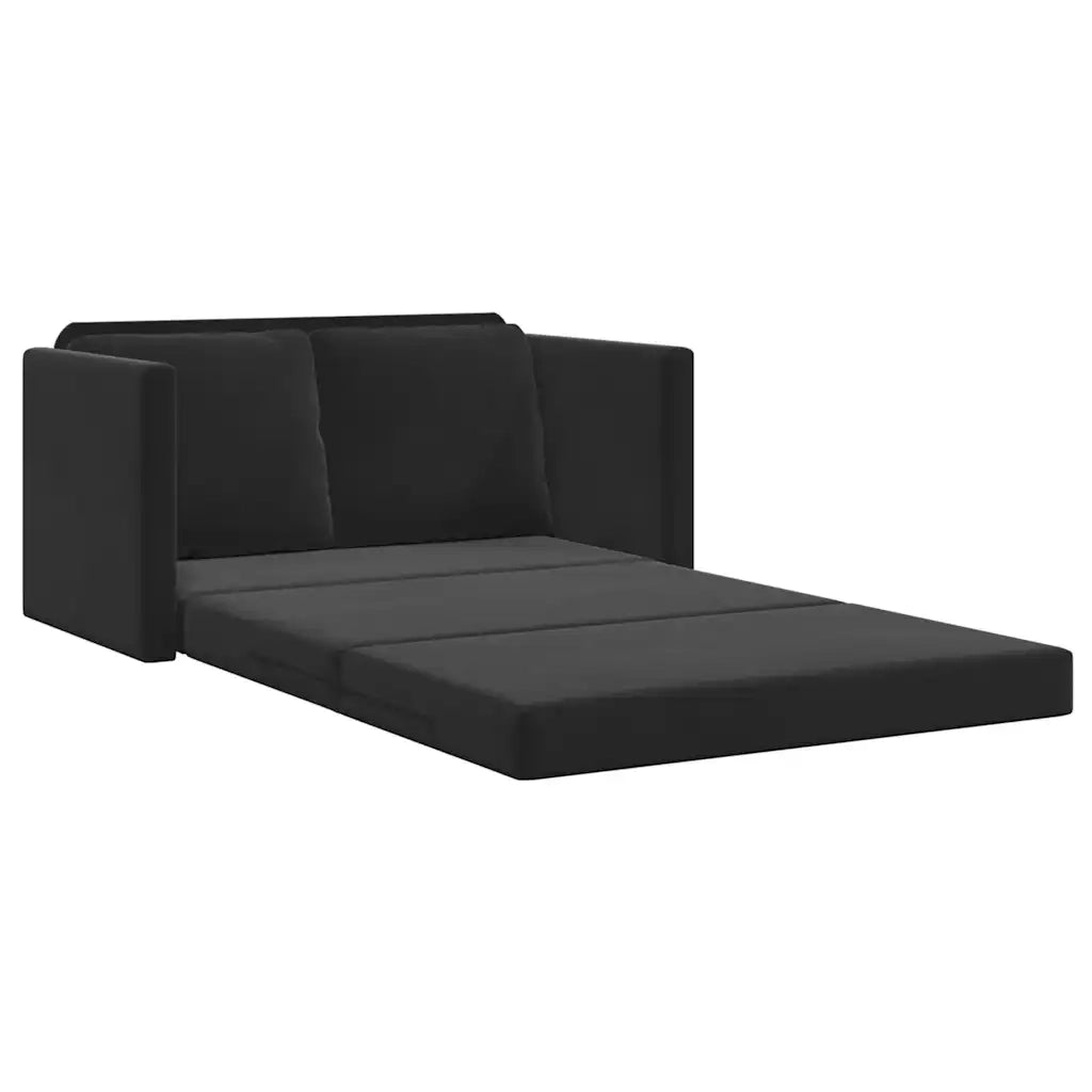 Divano Letto da Terra 2 in 1 Nero 122x204x55 cm Velluto 353959