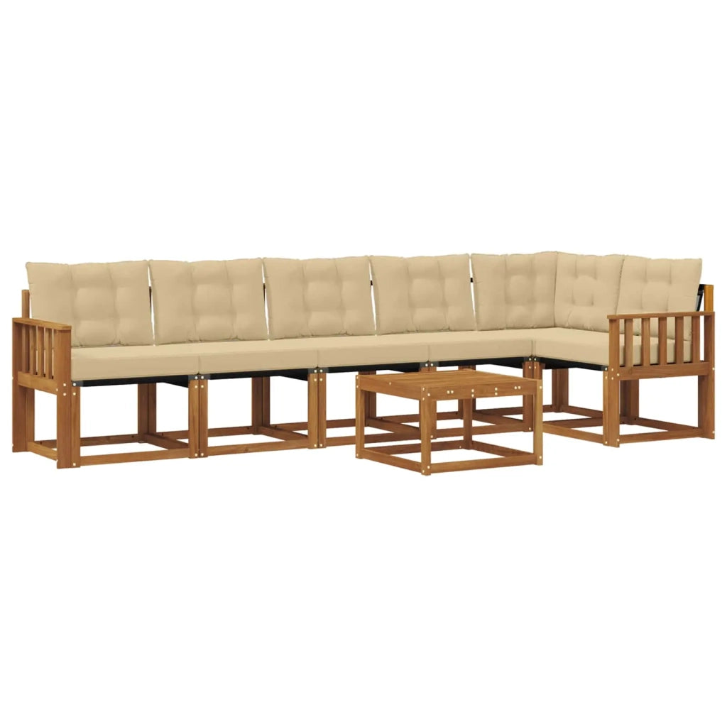 Set di divani da esterno con cuscino 7 pcs Naturale e Beige