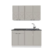 Cucina completa Fame-Line GrigioBeige/Bianco 140 cm, PL Antracite Vicco