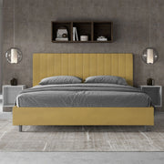 Letto imbottito Matrimoniale 190x200 cm Agueda - Con rete,Microfibra,Ocra