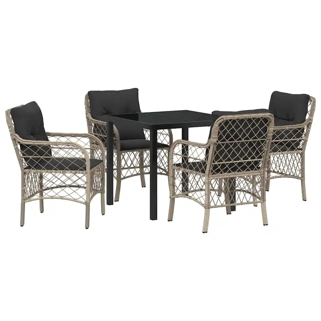 Set da Pranzo per Giardino 5 pcs Grigio chiaro polyrattan
