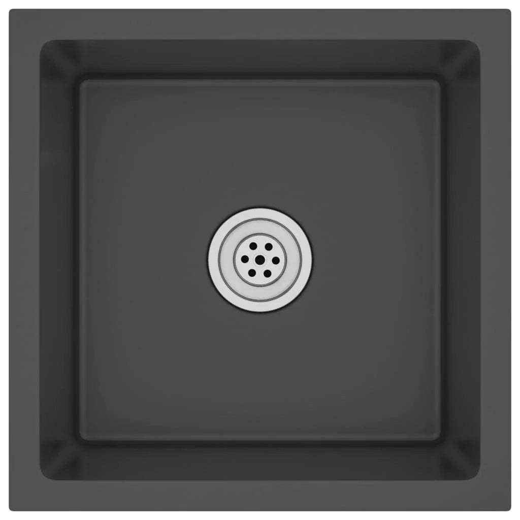 Lavello da cucina fatto a mano lavabo da bagno per interni nero 40 x 40 cm acciaio inossidabile 02_0002452