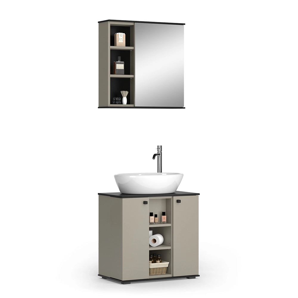 Vicco Set di mobili da bagno Grigio 2 parti