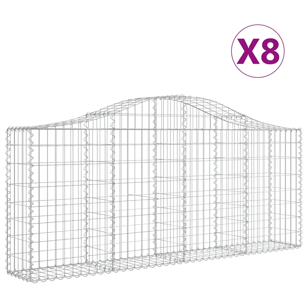 Cesti Gabbioni ad Arco 8 pz 200x30x80/100 cm Ferro Zincato 3145415