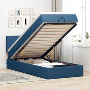 Struttura Letto Pouf con Materasso Blu 80x200 cm in Tessuto 3312186