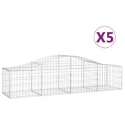 Cestini gabbioni recinzione a gabbia muro di contenimento ad arco 5 pezzi 200 x 50 x 40/60 cm ferro zincato argento 02_0040899