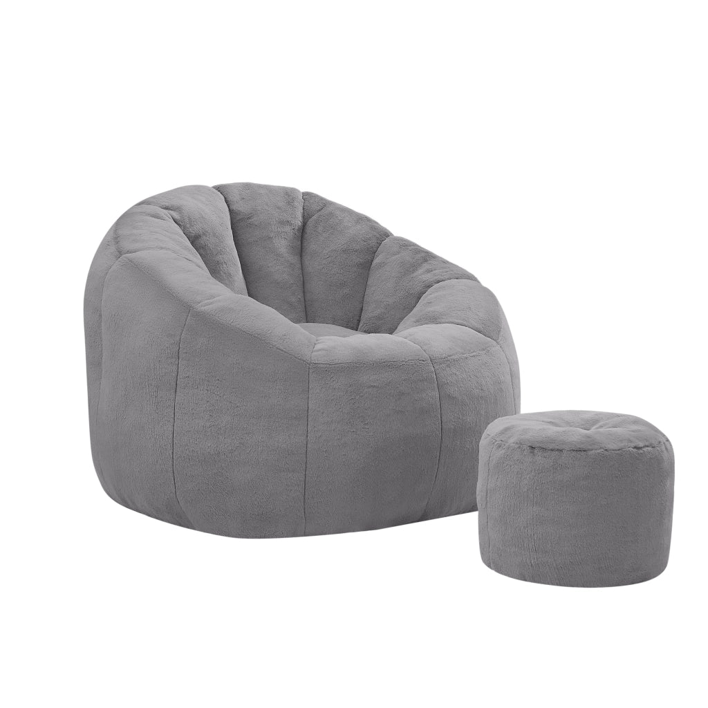 POLTRONA Sacco a Fiore con Poggiapiedi 105x105x70 cm Grigio