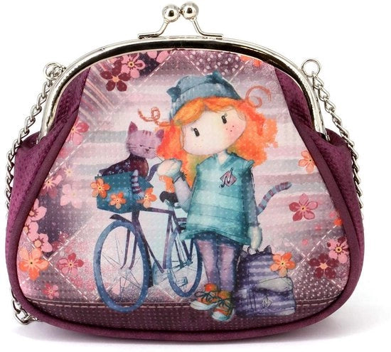 Borsa a Spalla per Bicicletta - Grande - Tasca Retro - Borsa a Mano - Bordeaux