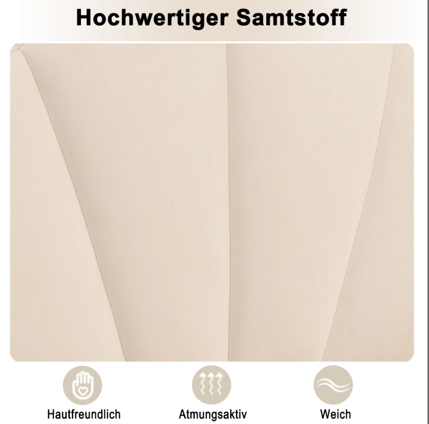 Letto imbottito matrimoniale 90x200 cm in velluto beige con testiera regolabile e rete a doghe