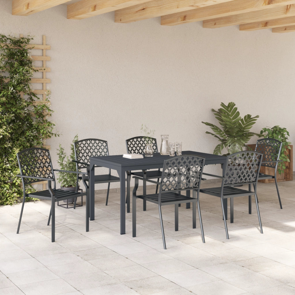 Set da Pranzo da Giardino  7 Pezzi Acciaio Antracite