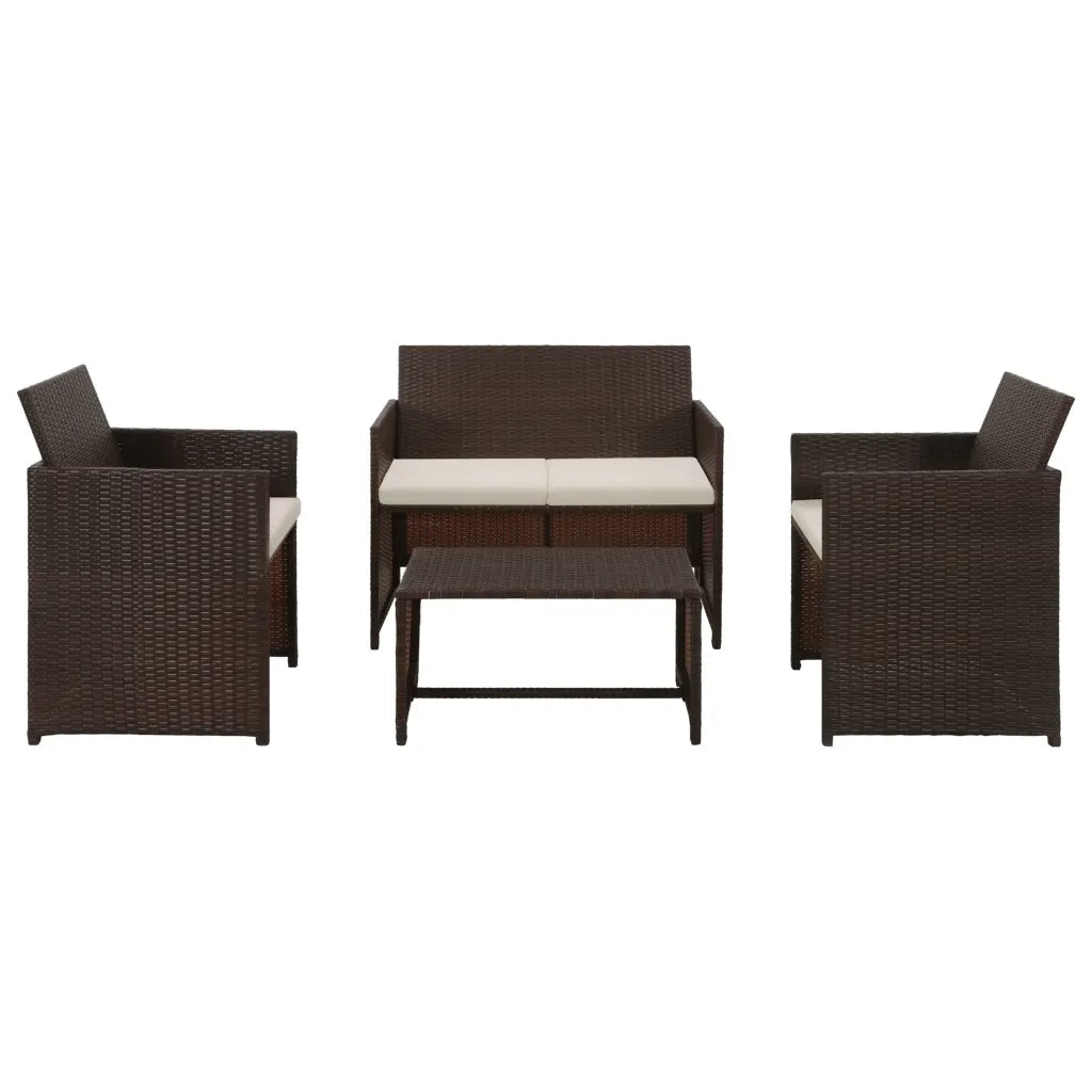 Set Divani da Giardino 4 pz con Cuscini in Polyrattan Marrone cod mxl 34889