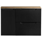 Mobile Sottolavabo da Parete NEWPORT con 2 Cassetti e Armadietto 80 x 60 x 40 cm - Nero / Effetto Rovere [en.casa]