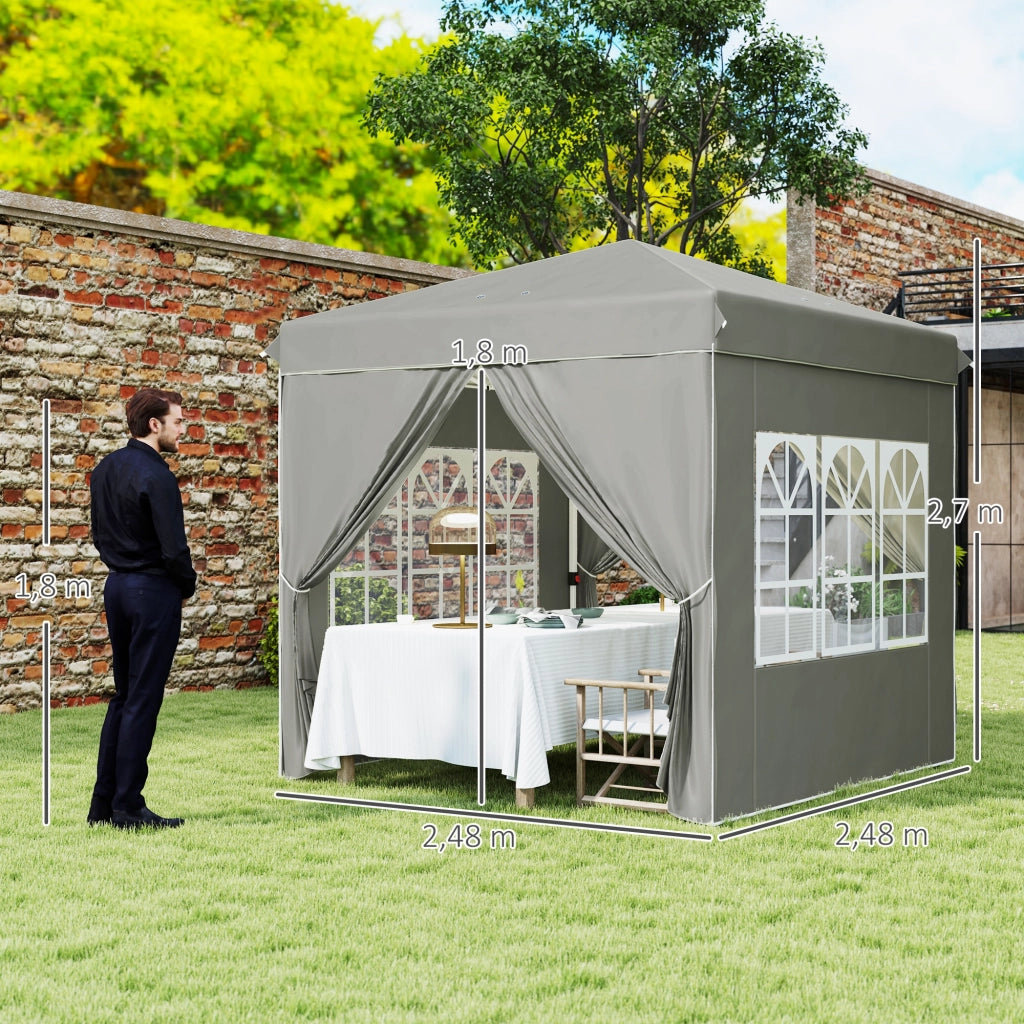 Gazebo pieghevole 2.5x2.5m ¨C zephmum ¨C Grigio chiaro con pareti e borsa