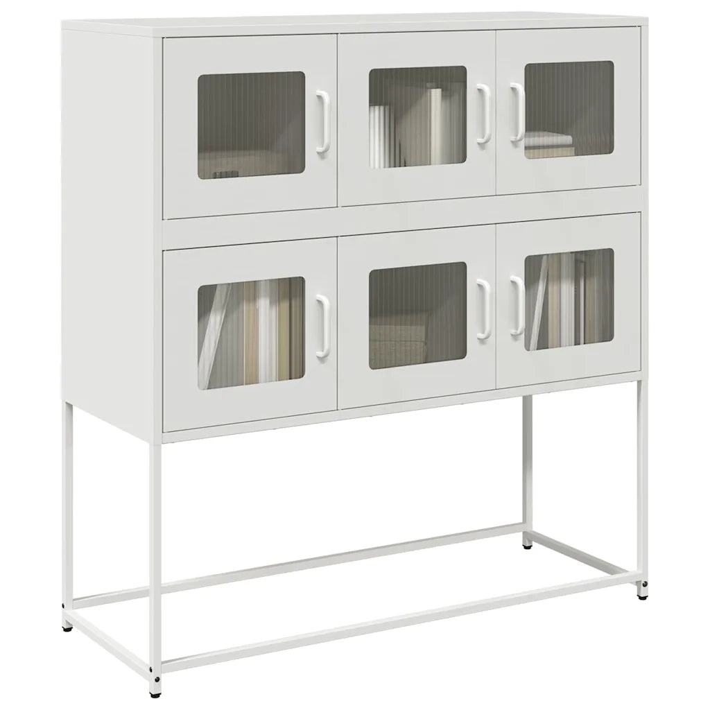 Credenza Bianca 100,5x39x107 cm in Acciaio Laminato a Freddo
